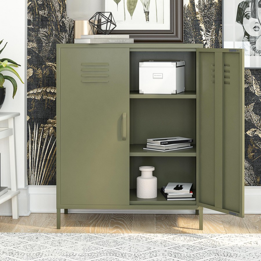 Bradford 2 Door Metal Cupboard with Shelves